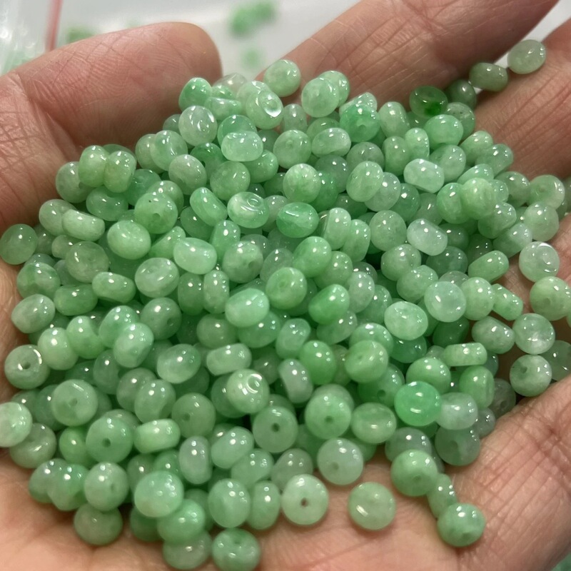 Natural Jade Loose Beads, Ice-Type Three-Color Abacus Beads, Jade Bracelet Necklace DIY Accessories Beads, Multiple Specifications Abacus