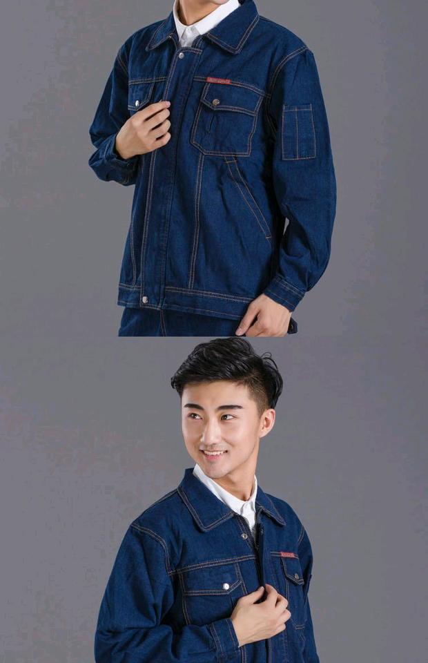 Mùa thu và mùa đông một mảnh quần áo lao động hàn denim phù hợp với quần áo bảo hộ chống cháy và chống cháy đồ bộ pijama