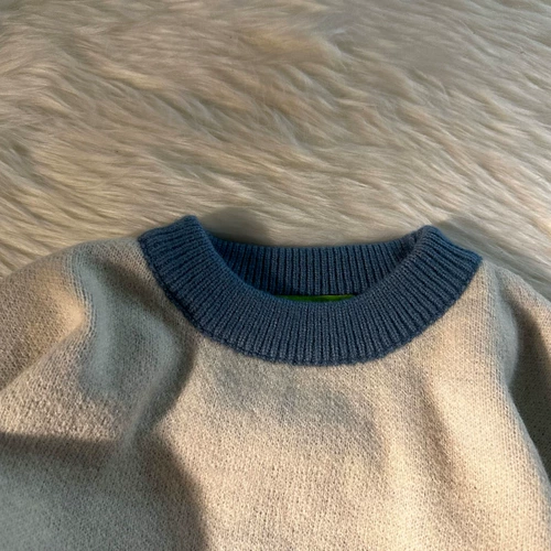 Цветной демисезонный трикотажный свитер для влюбленных, свободный крой, увеличенная толщина, большой размер