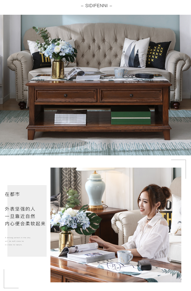 nước Mỹ gỗ nội thất bàn cà phê nhỏ gọn căn hộ nhỏ phòng khách bàn cà phê tủ TV kết hợp của gỗ nội thất Mỹ - Bàn trà bàn ghế gỗ đẹp