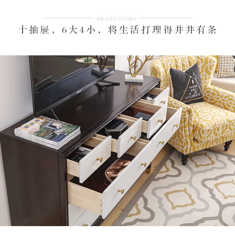 Mỹ ánh sáng phòng ngủ sang trọng Lối vào Nội các ngăn kéo rắn gỗ ngực của ngăn kéo Hatta tủ ngăn kéo tủ lưu trữ tủ retro - Buồng tủ quần áo em bé