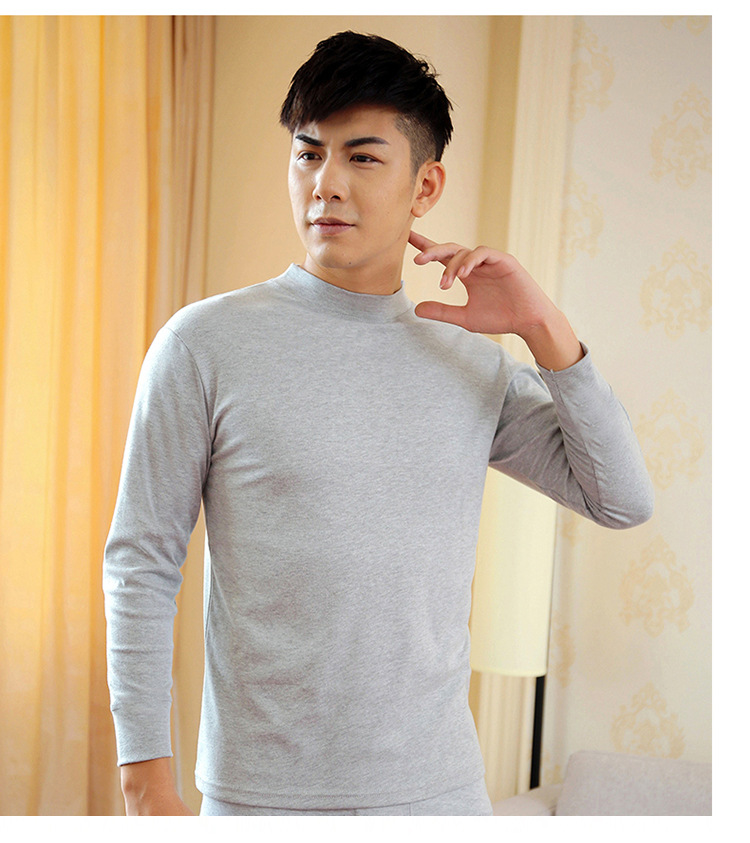 Cotton tự sưởi ấm đồ lót ngọn nam cộng với nhung dày nửa cao cổ áo cotton mùa thu quần áo đơn mảnh bố áo giữ nhiệt nam trung niên