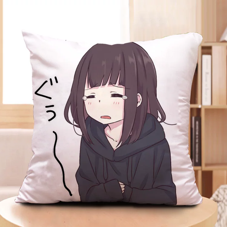 Подушка с изображением Menhera-Chan, держит соус, Linecamera, набор эмодзи WeChat QQ, аниме-подушка на заказ