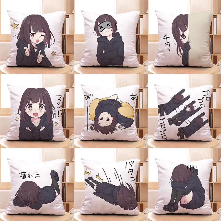 Подушка с изображением Menhera-Chan, держит соус, Linecamera, набор эмодзи WeChat QQ, аниме-подушка на заказ