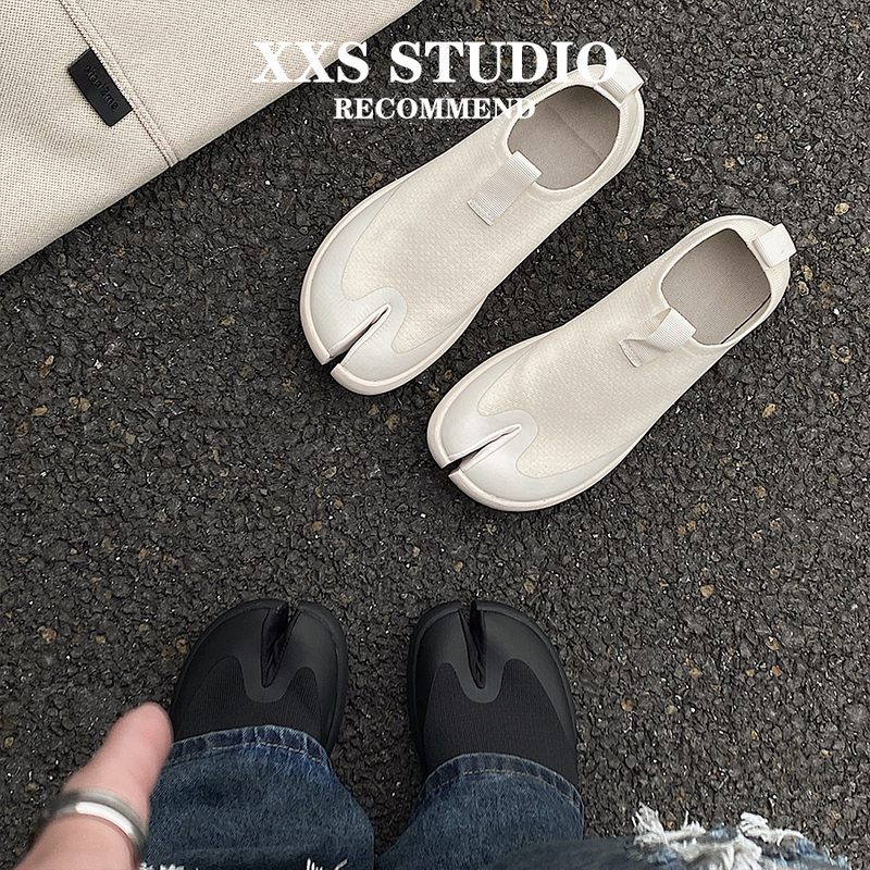 Niche Knitted Breathable Sock Shoes for Couples, Retro Horseshoe Shoes for Men, soft sole Soft-Soled Fly-Knit Split-Toe Shoes, Commuting Shoes