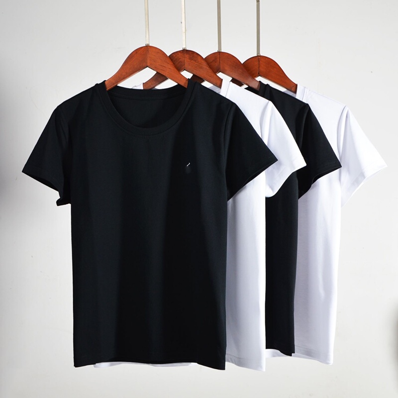 [Clearance 15.9] Women's Short-Sleeve T-Shirt with Regular Shoulders, Embroidered Pony, Premium Silk, Sorona Modal, Half-Sleeve, Round Neck
