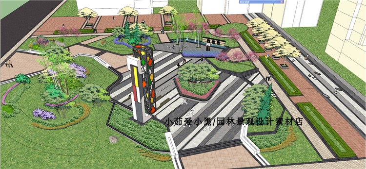 T2000居住小区景观设计方案效果图SketchUp模型SU草图大师素...-11