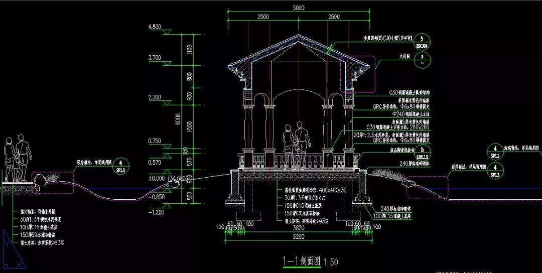 T2004小区私家自建别墅豪宅庭院花园景观设计方案施工图CAD...-8