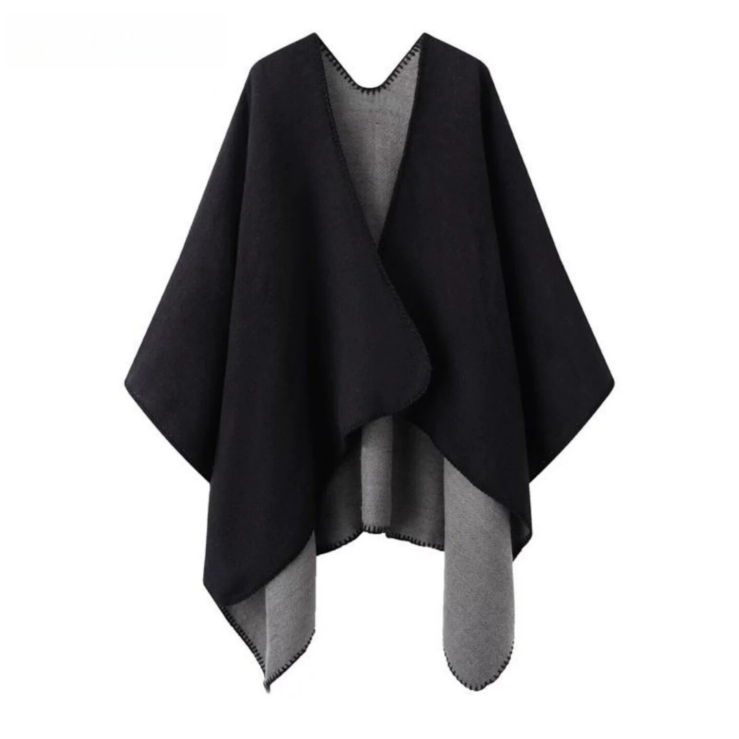 French Covrn Kovra Retro Reversible Cashmere Shawl/Cape for Women, Autumn/Winter Travel Warm Cape/Scarf