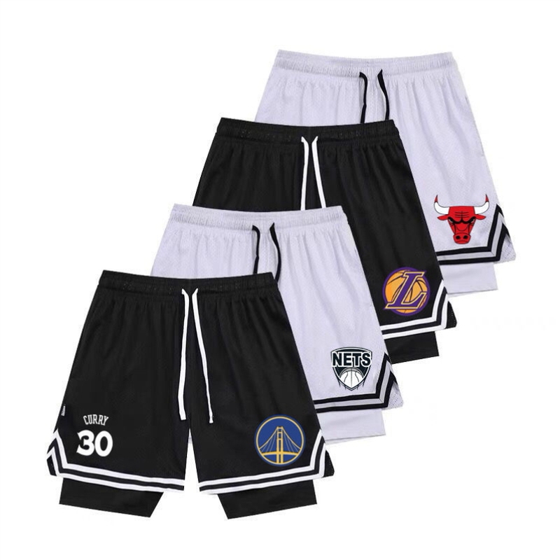 Summer American-Style Basketball Shorts for Children, Training Two-In-One Quick-Dry Sports Shorts, Boys and Girls, Same Style as Star Players