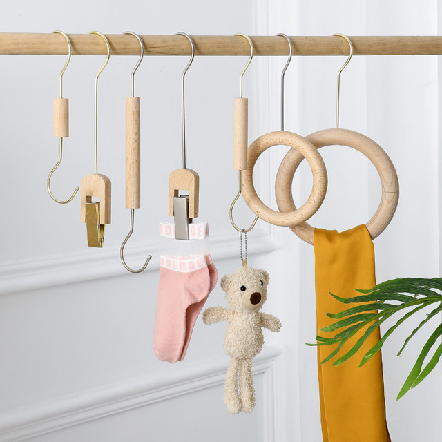 Beech hook S hook clothing store hanger clothes hook round clothes s hook solid wood hanging version clothes pants rack clip scarf rack