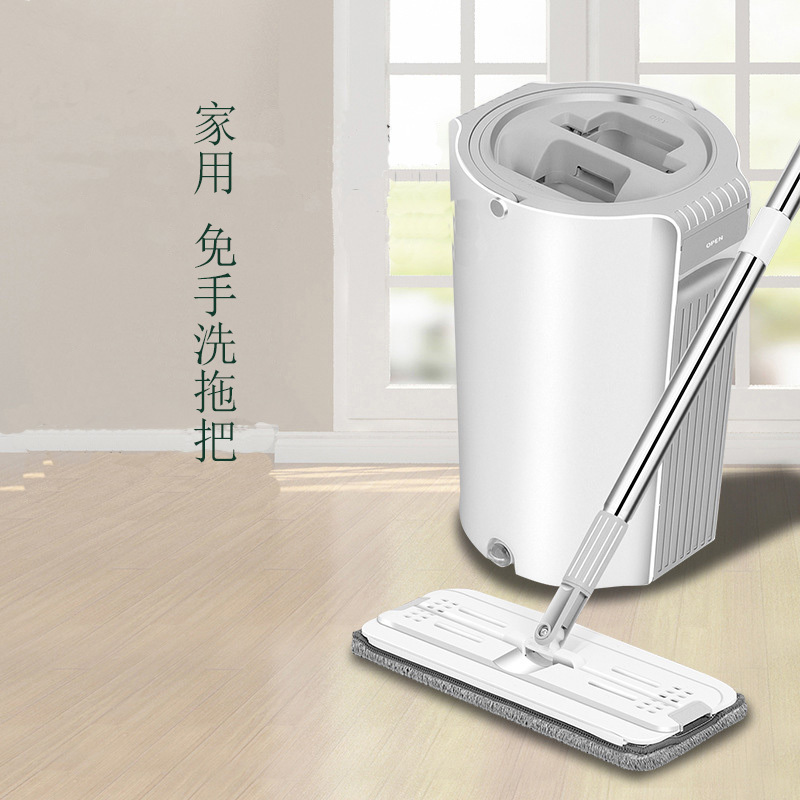 Mop for Home Use, One-Step Cleaning, Replaceable, Dual-Use for Dry and Wet, Hands-Free Washing, Water-Absorbing Magic Mop, Self-Wringing Flat Mop