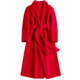 Water ripple double-sided cashmere coat women's slim long 2019 winter red double-sided wool coat thick coat