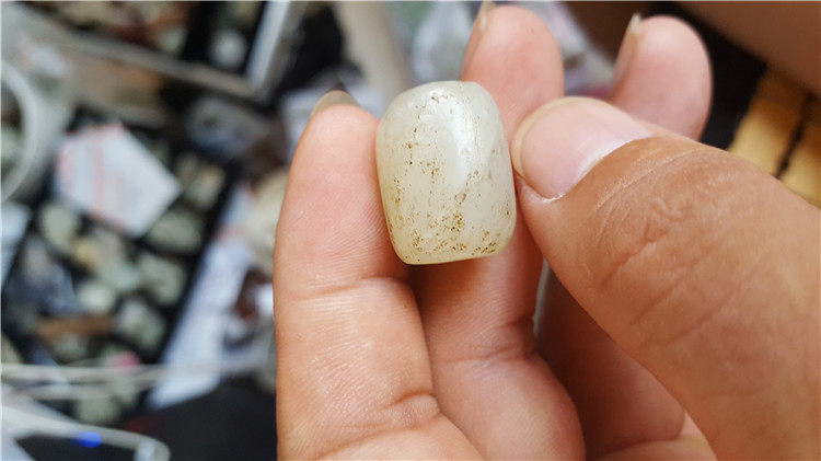 Liaojin old Hetian jade barrel beads 15*19mm oily good big open door bag old ancient beads old beads ancient jade multi-treasure string