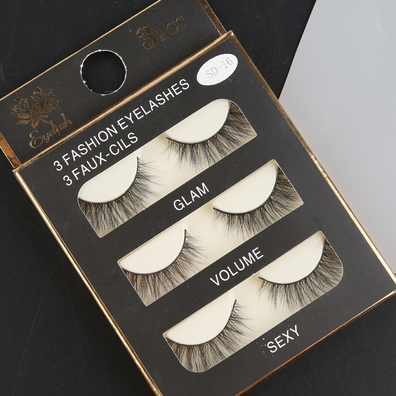Sợi bông 3D16 # trang điểm nude lông mi giả dày tự nhiên lộn xộn chéo búp bê mềm mại trên lông mi - Lông mi giả long mi gia