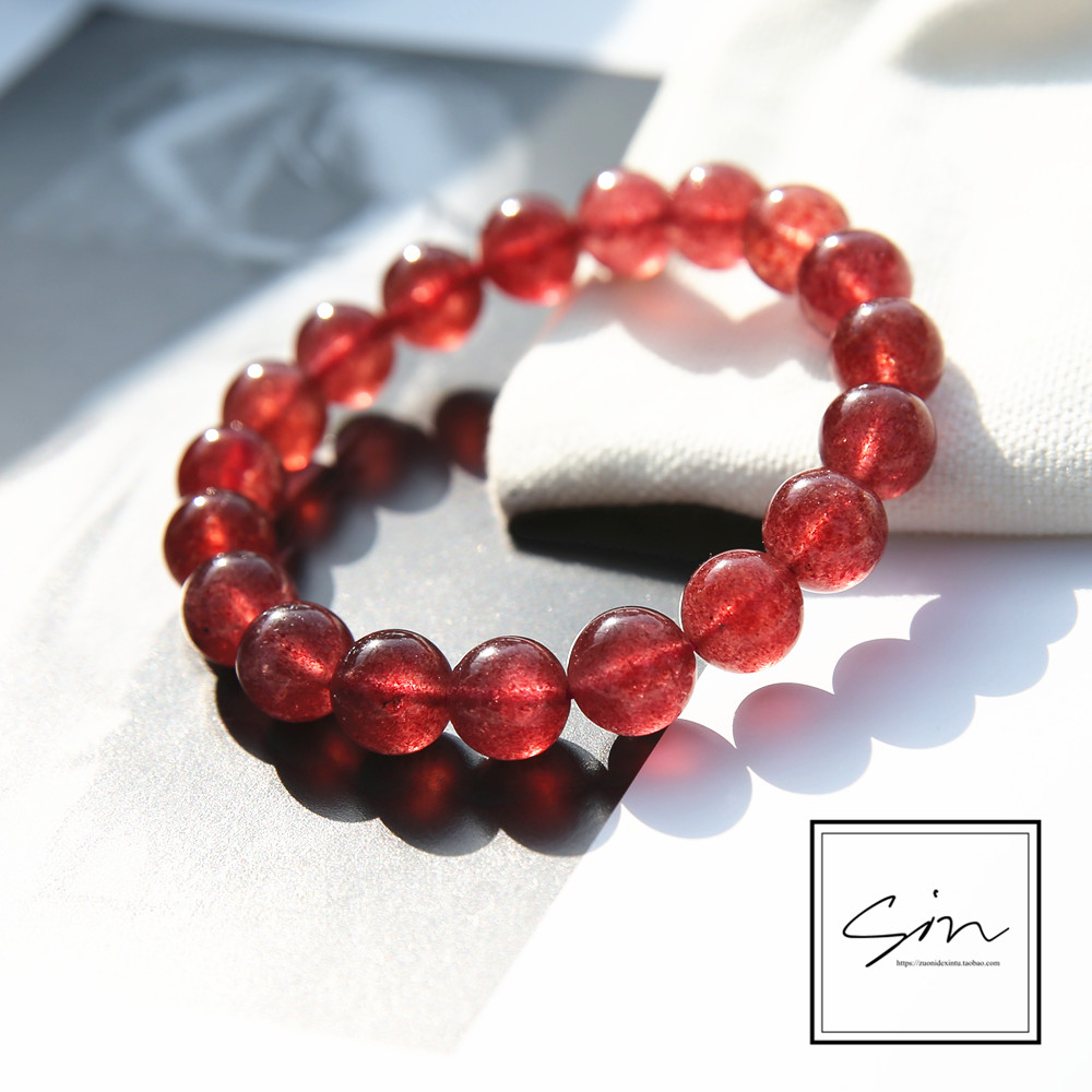 Sin Pure Natural Strawberry Crystal Single Ring Bracelet Women S Sin Pure Natural Strawberry Crystal Single Ring Bracelet Women S Lucky Peach Blossom Consolidation Feeling