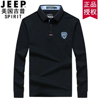 JEEP chính thức nam mùa thu mới áo thun dài tay ve áo màu rắn lỏng rộng kích thước lớn áo thun cotton POLO store t shirt