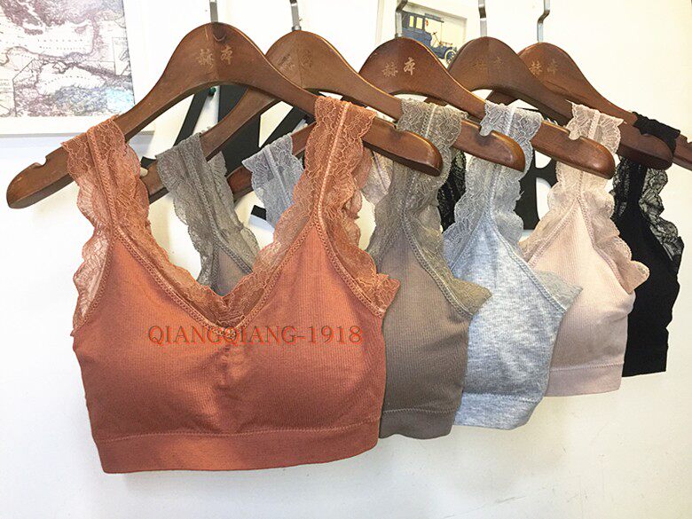 1613 spring and summer lace shoulder strap cotton wrap chest beautiful back seamless small chest gathered bra bottoming all-match student underwear
