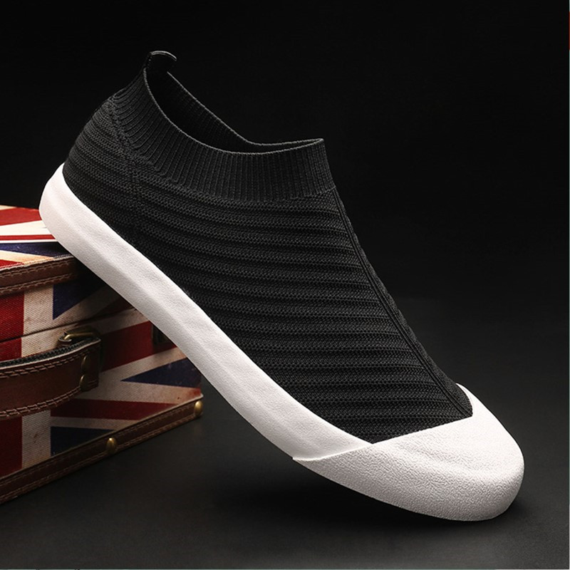 Hong Kong spring flying woven men's shoes 2022 new slip-on slip-on shoes trendy shoes breathable casual sneakers canvas shoes men