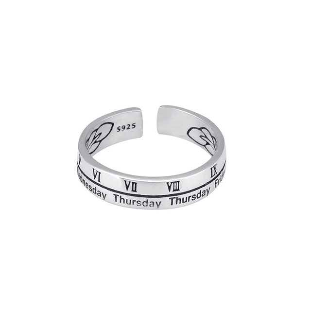 S925 sterling silver ins cold wind ring retro Roman numeral ring niche designer men's and women's rings