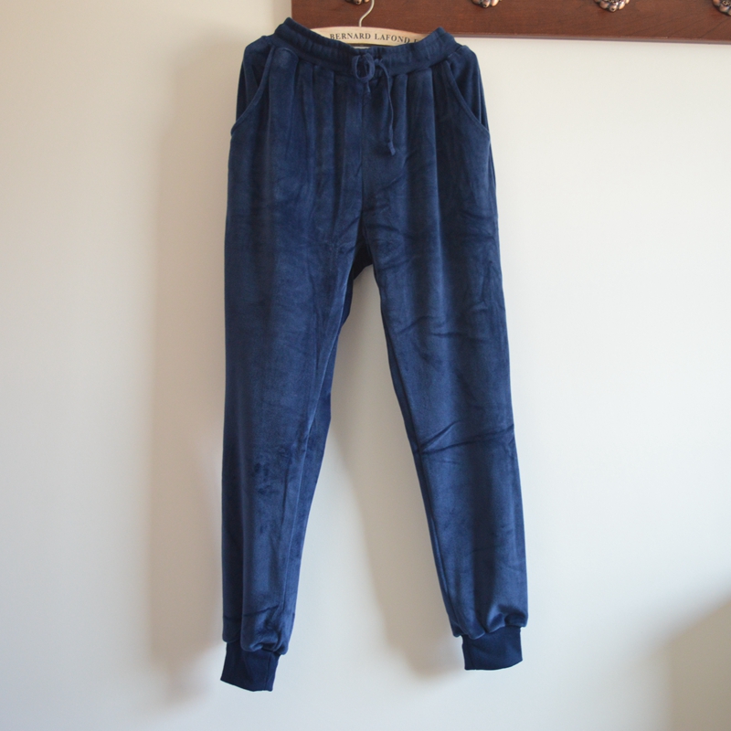 Mùa thu và mùa đông flannel pyjama nữ phần mỏng của bàn chân để đóng bàn chân của nam lỏng lẻo đôi nhà quần nhung đảo quần tây nam