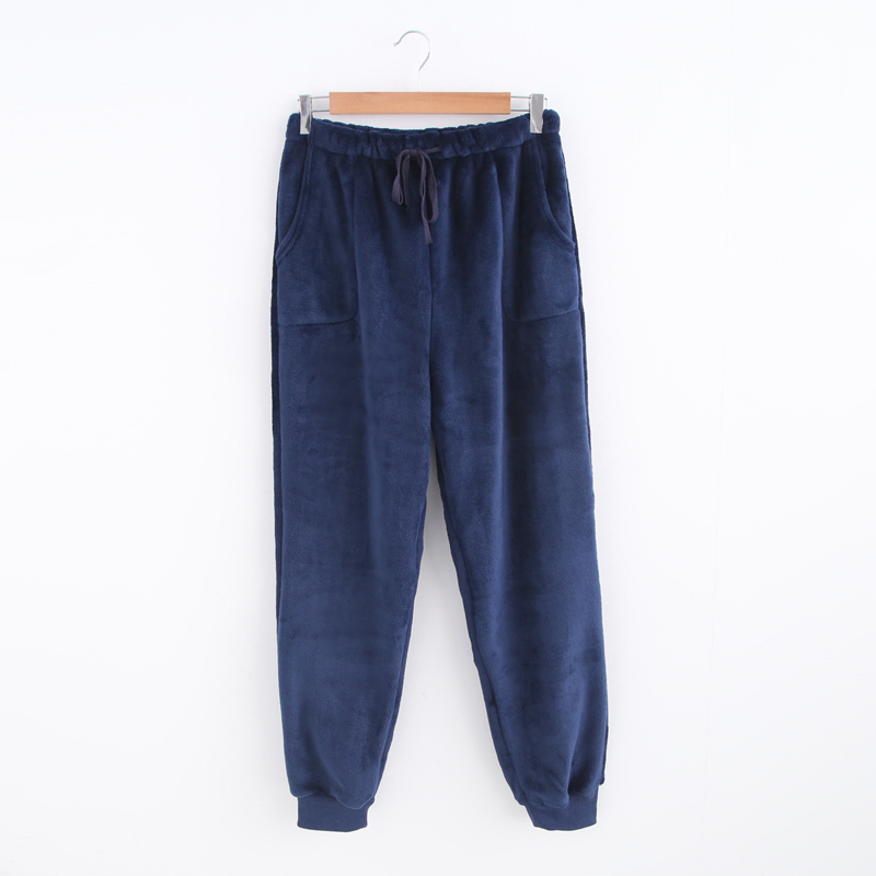 Gói mới Mùa đông dày nam và nữ cặp vợ chồng ngủ quần flannel nước nhung nhung lông cừu nhà có kích thước lớn quần gió nam