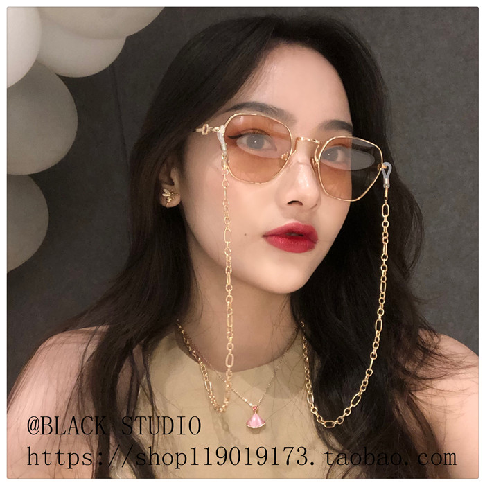 Chuỗi kính râm lớn retro phong cách punk trong gương retro lưới đỏ MONA với cùng một đoạn kính râm đường phố mát mẻ gương đẹp trai mắt kính shady
