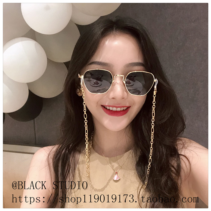 Chuỗi kính râm lớn retro phong cách punk trong gương retro lưới đỏ MONA với cùng một đoạn kính râm đường phố mát mẻ gương đẹp trai mắt kính shady