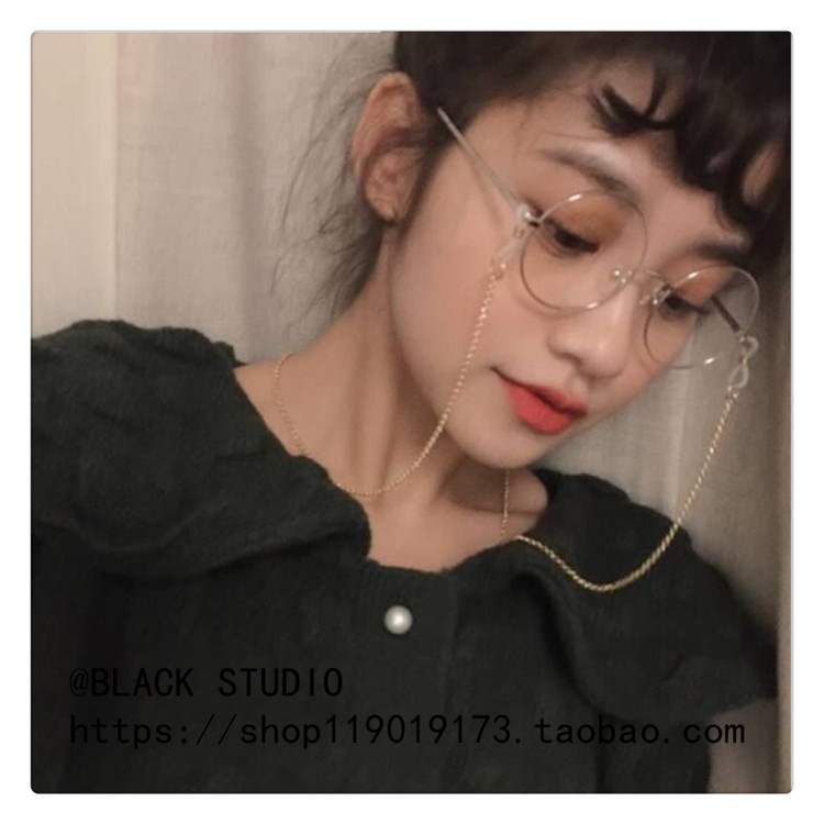 Hồng Kông-phong cách retro ulzzang đồng bằng mặt kính nữ vòng khung shape vòng mặt gương phẳng có thể được trang bị cận thị