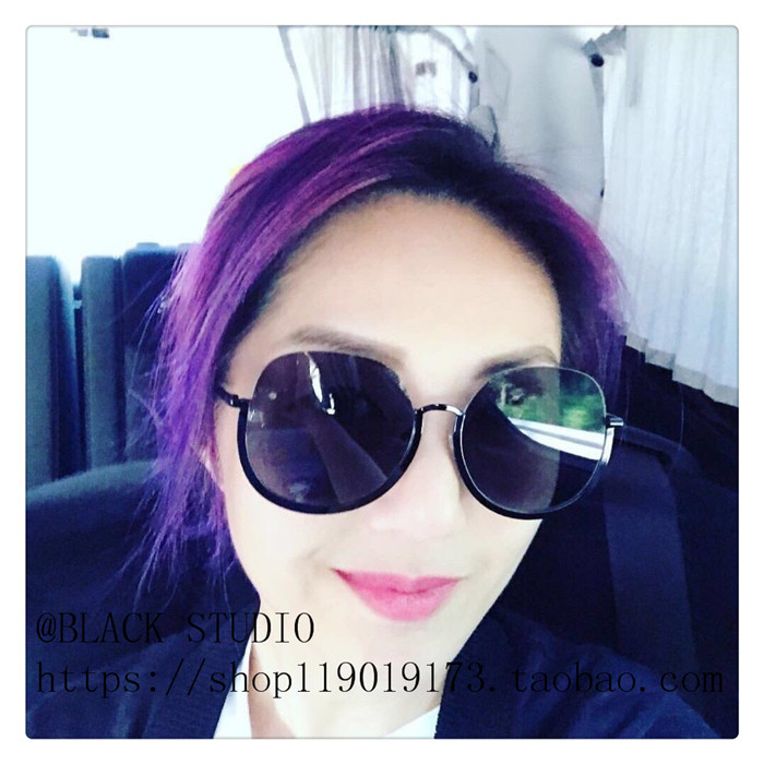 Retro Hồng Kông nếm nửa khung màu nâu hộp mỏng mặt kính râm nữ tròn mặt ins kính râm râm mắt kính nam