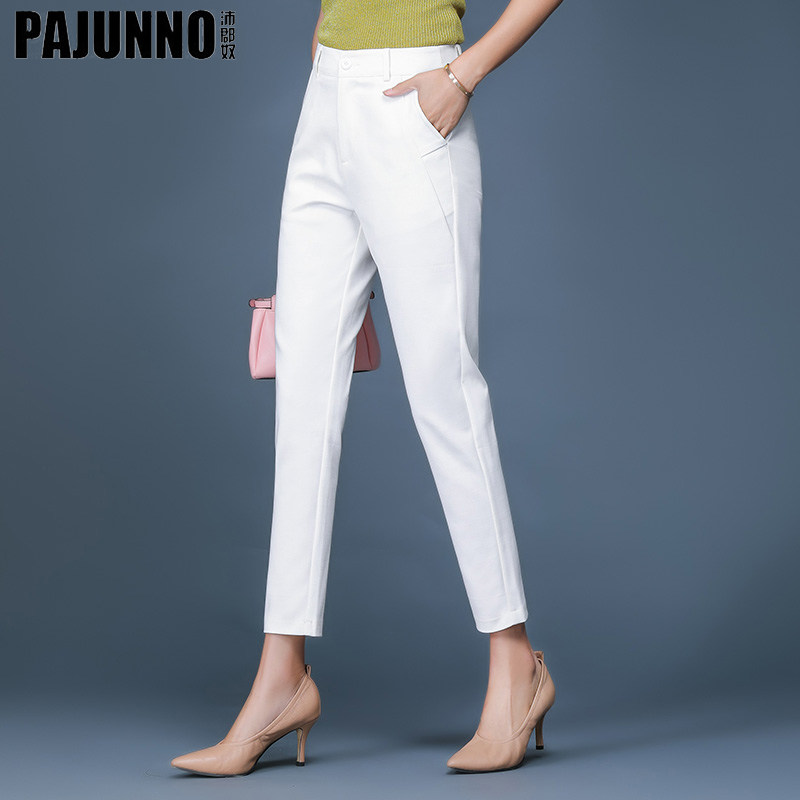 White Pants Children Summer Thin loose with large size Slim Straight Drum Pants High Waist Small Foot West Pants Slim 90% Pants