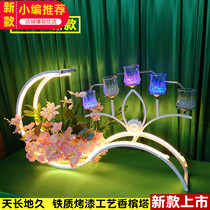 Wedding props 2020 new wedding champagne tower Wrought iron ceremony table Wishing table Candlelight table European-style luminous cup