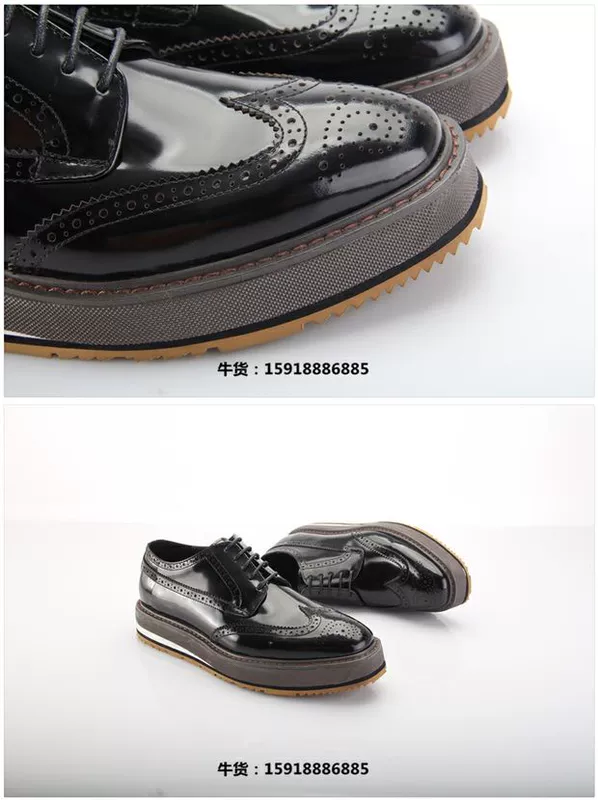 Muffin giày đế thấp giày đế thấp Giày nam phong cách Anh nam được chạm khắc bằng sáng chế da thuộc da thời trang - Giày thấp
