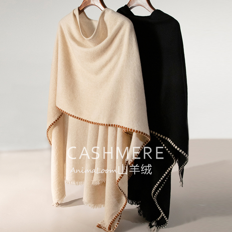 Italian-Style High-End Luxury Old Money Style Cape Pure Cashmere Scarf Outerwear Fashionable Office Air Conditioning Shawl Spring and Autumn Style