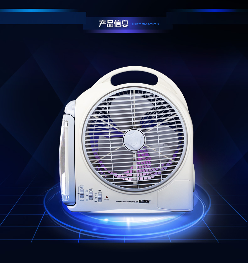SUNCA Xinjia chiếu sáng quạt sạc bàn học sinh lưu trữ quạt hộ gia đình 10 inch im lặng ngoài trời máy tính để bàn di động - Quạt điện quạt chạy pin