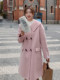 Pink Woolen Coat for Women, Autumn and Winter 2024 New Style, Korean Style, High-End, Elegant, Age-Reducing, Mid-Length Woolen Coat