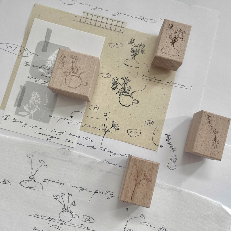 Saamh3｜Seal07【Flower Arrangement Small Parts Ii】Original Wooden Stamp