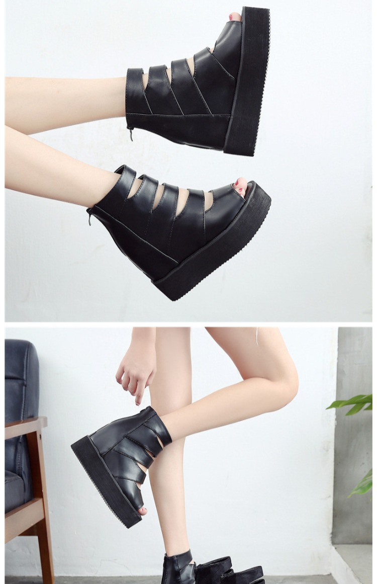 Mùa hè 2018 phiên bản Hàn Quốc của đôi sandal La Mã mới của phụ nữ dày đáy biển tăng bánh xốp miệng cá cao gót giày hoang dã dép converse