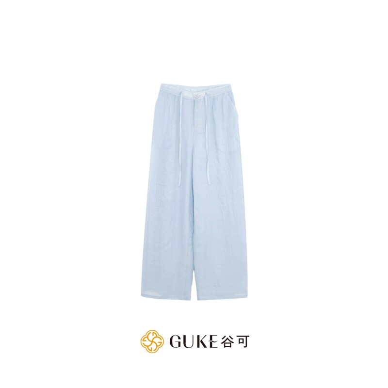 Gke/Guke K1259 High-Waisted Casual Ramie Straight-Leg Pants for Women with Elastic Waist, New Summer 2026 Model Gke/Guke K1259 High-Waisted Casual Ramie Straight-Leg Pants for Women with Elastic Waist, New Summer 2026 Model