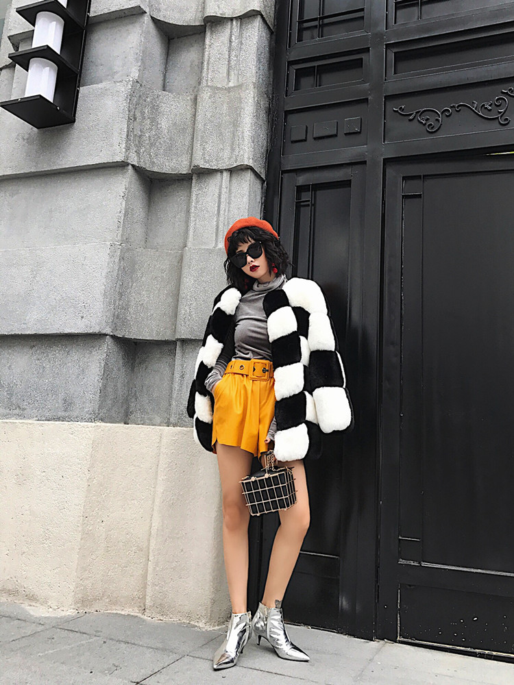 Chống mùa fur 2017 mới mùa đông phần dài giả lông thú áo khoác nữ thời trang màu hồng rabbit fur coat giải phóng mặt bằng áo khoác lót lông nữ