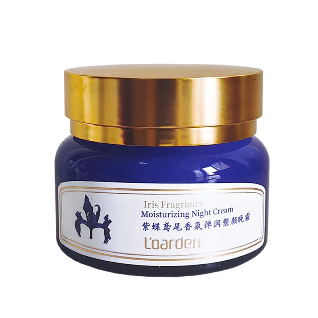 Ouarden ຂອງແທ້ສີມ່ວງ Butterfly Iris Fragrance Elastic Sculpting Night Cream 50g hydrating, firming, ສ້ອມແປງເສັ້ນແສງສະຫວ່າງແລະຄວາມຊຸ່ມຊື່ນ