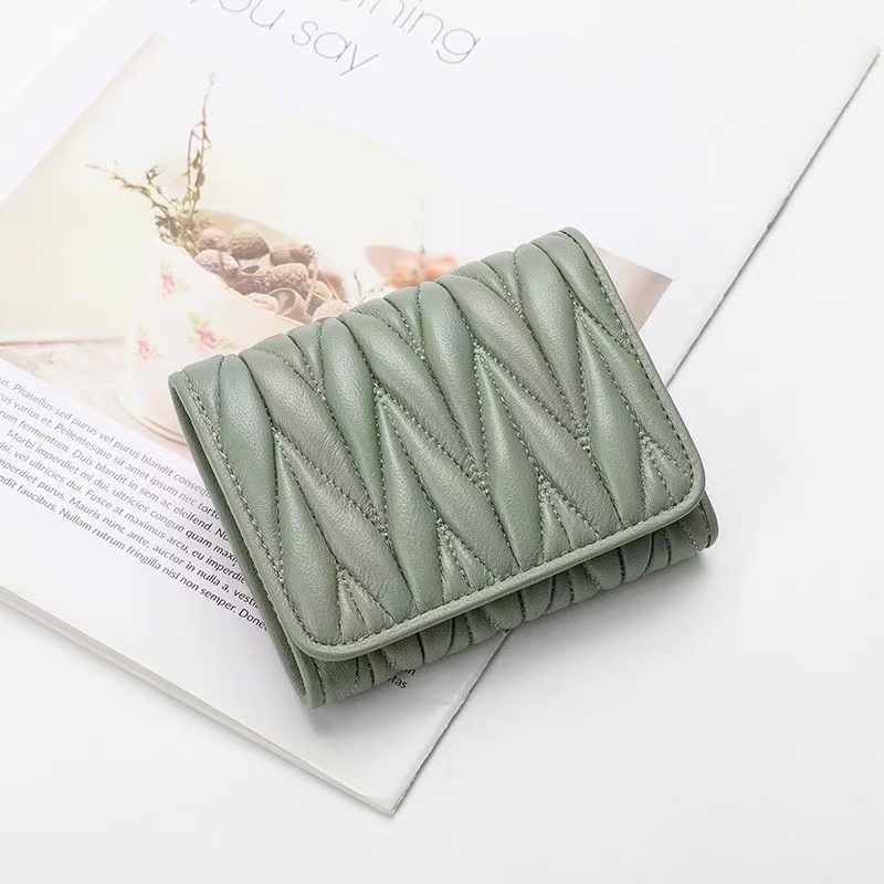 Popular Full Sheepskin Wallet Miu Clutch Wallet Short Style Card Slot Genuine Leather Wallet Solid Color 70% off Card Holder Wallet