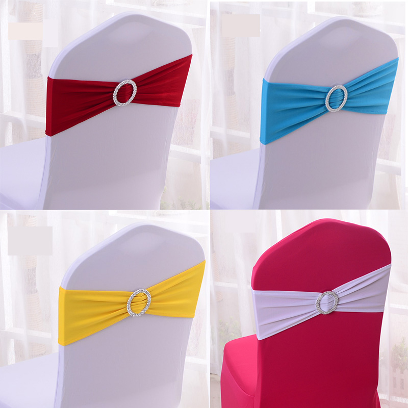 Wedding hotel elastic chair back flower bow tie-free banquet chair back wedding chair cover ribbon decoration