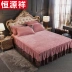 Hengyuanxiang Crystal Velvet Cotton Bed Váy Single Piece Winter Winter Coral Velvet Cover Cover Bảo vệ Case Bụi Váy Tấm - Khăn trải giường