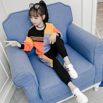 Girl autumn suit 2021 New middle child fashionable foreign spring and autumn girl sports leisure Net red two-piece set