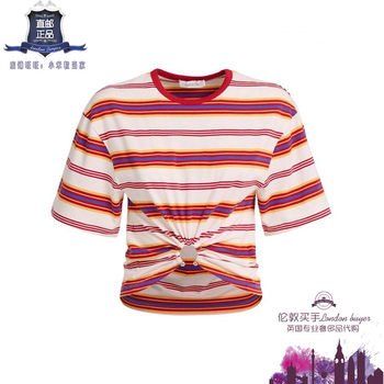 Uk purchasing agency for women's new rabanne striped cotton knitted t-shirt, genuine direct mail