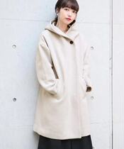 LF home foreign trade female gross and cap jacket pure color single-row buttoned coat