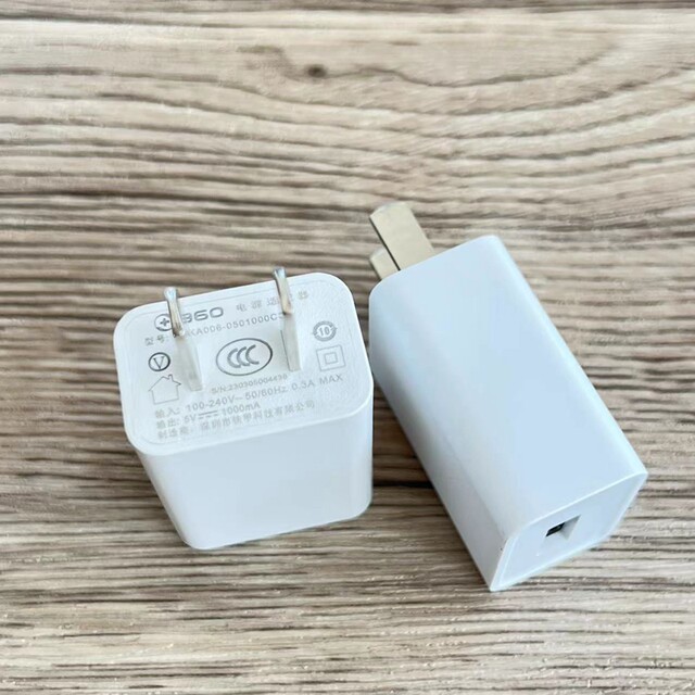 360 Original USB Charger 5V1A Travel Portable Compact Direct Plug Mini Charger 5W Suitable for Power Bank, Mobile Phone, Tablet, Bluetooth Headphones, Desk Lamp, Amazon Kindle E-Book