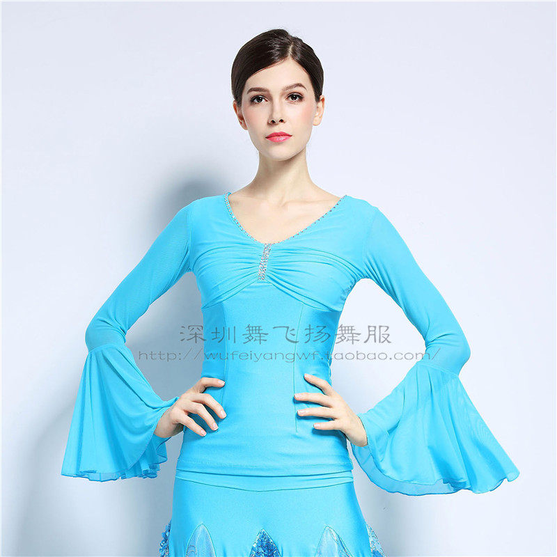 Dance flying Jan's new Morden Dance Dancing Clothes National Mark Social Dance Dress jacket Morden dance blouses Long sleeves KA034