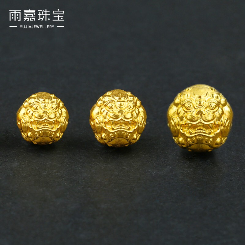 18K Gold Handmade Ancient Gold Pixiu Beads Spacer Beads Loose Beads DIY Jewelry Bracelet Braided Rope Buddhist Beads Stringing Materials Accessories